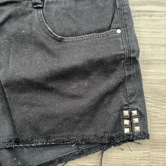 Black Denim Cut Off Jean Shorts - Picture 2 of 7